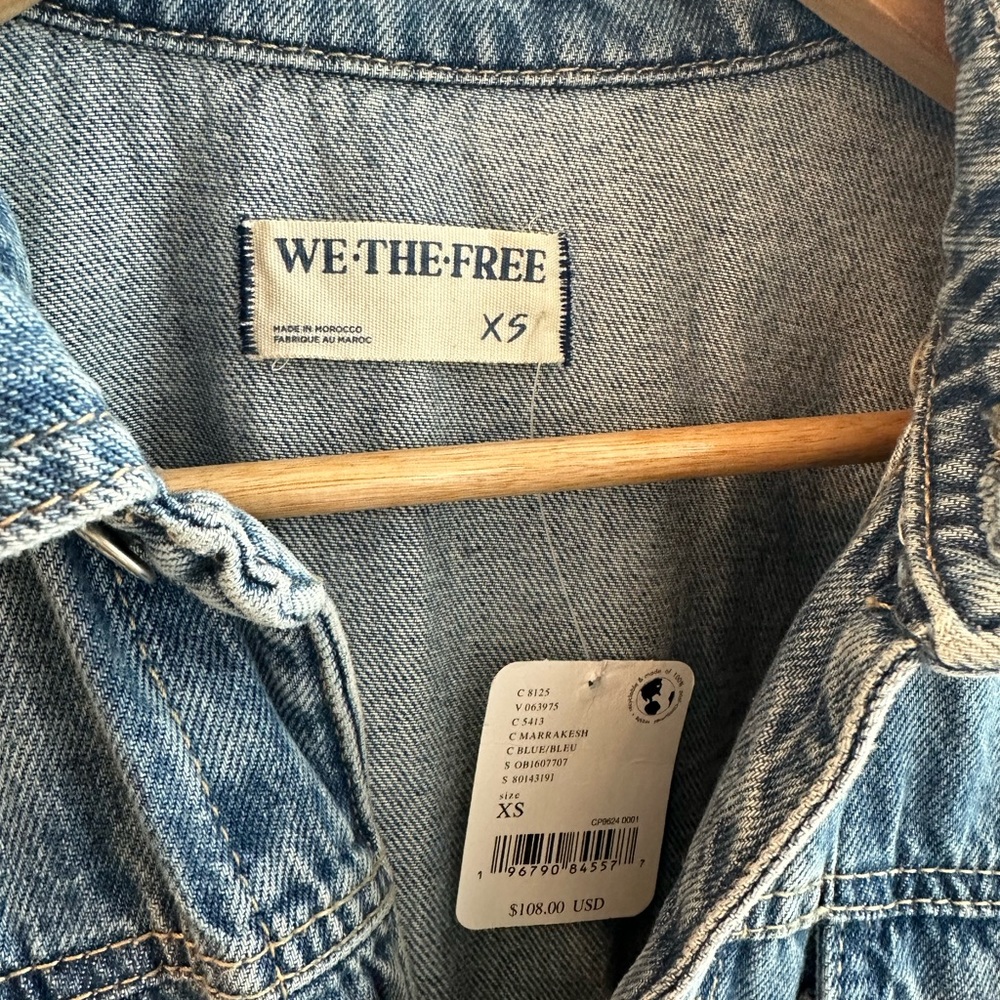 Free People Marci Denim Short Button Up Romper - Picture 5 of 7